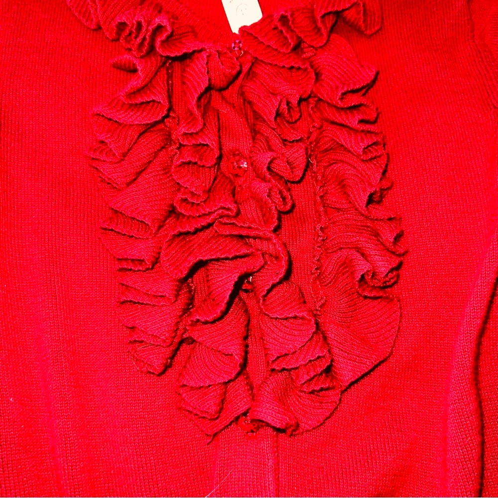 Cherokee Ruffle Red Cardigan Sweater - Picture 2 of 4